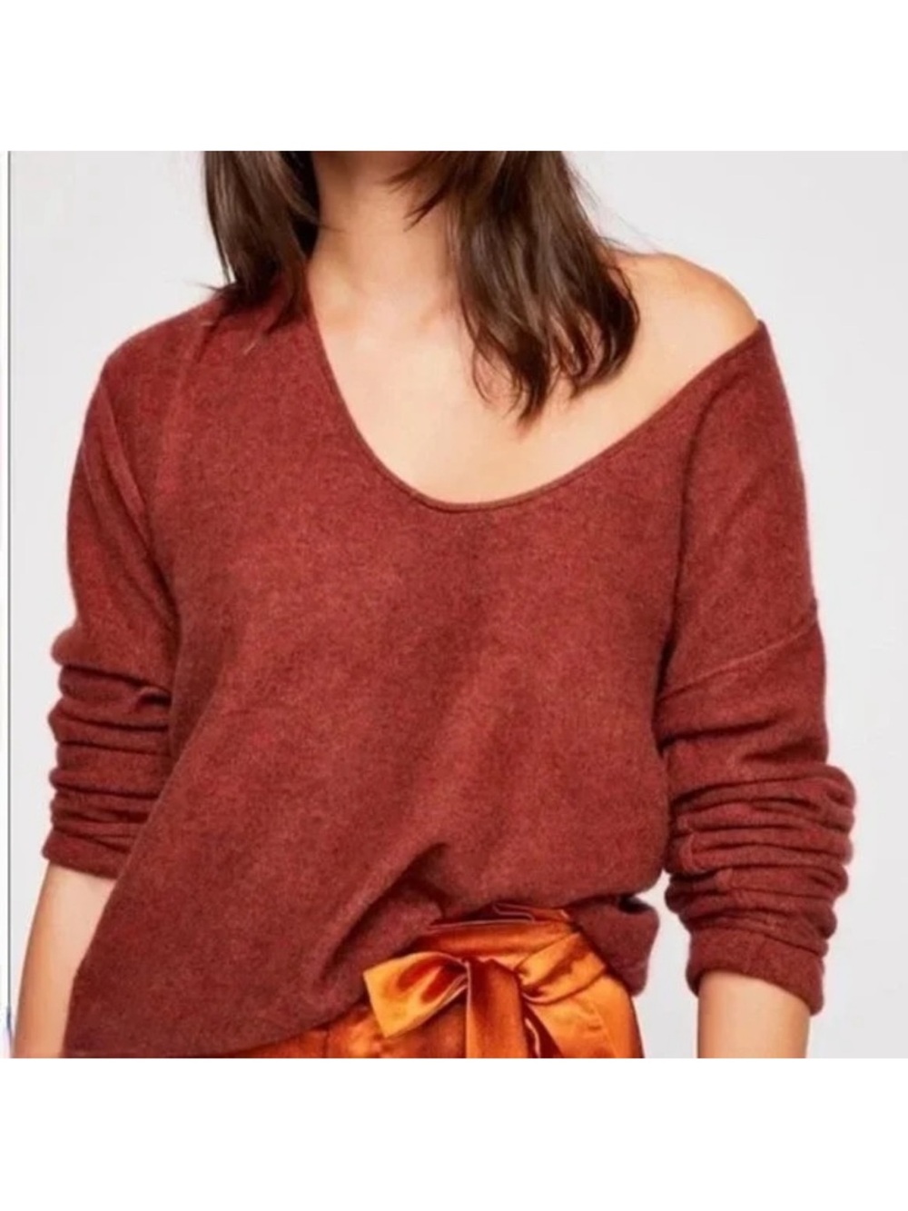 Free People Forever Cashmere Pullover in Rust Size XS cropped